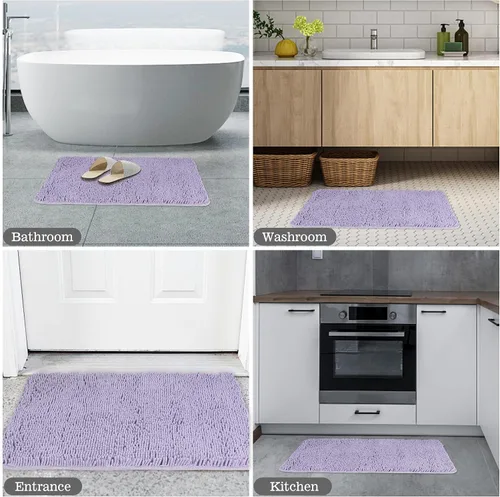 Miniatura 6 de Yeaban Juego de alfombras de baño lavanda de 2 piezas (20 x 32 pulgadas y 17 x 24 pulgadas), tapetes de baño de felpilla gruesa Alfombras de baño