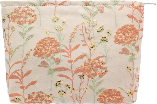 Miniatura 39 de Pazimiik Bolsa de maquillaje floral, grande, de algodón, con cremallera para bolsa de viaje, organizador de maquillaje de lona para mujeres, Algodón