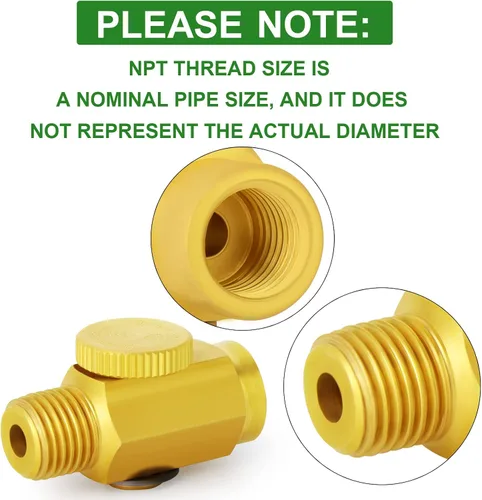 Miniatura 3 de TAISHER 2 piezas de latón compresor de aire accesorios herramienta de control, válvula reguladora de flujo de aire en línea 1/4 "NPT macho x 1/4