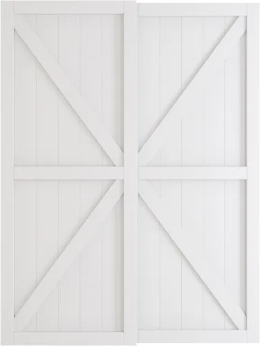 Miniatura 5 de Puerta corredera de armario, puerta corredera de diseño Doble-K, 60"×80" (doble 30"), herrajes incluidos, panel preperforado necesita ensamblar