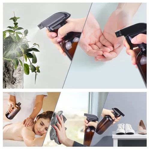 Miniatura 6 de Botellas de spray de vidrio ámbar Wedama, paquete de 2 botellas de vidrio de 16 oz para soluciones de limpieza y aceites esenciales, botella