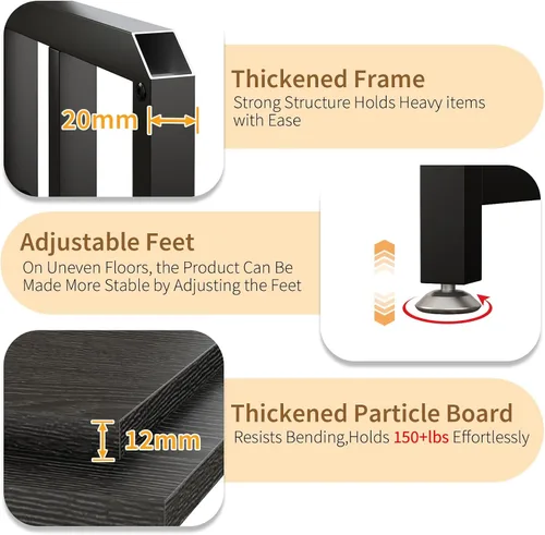 Miniatura 6 de METYERRY Estante para hornear de cocina con toma de corriente, soporte para microondas con cajón, mini soporte para refrigerador con estantes Negro