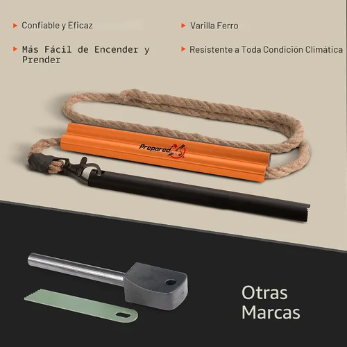 Miniatura 3 de Herramienta de supervivencia de arranque de fuego – Kit todo en uno de pedernal y acero – Encendedor de fuego con barra de ferrocerio con mecha
