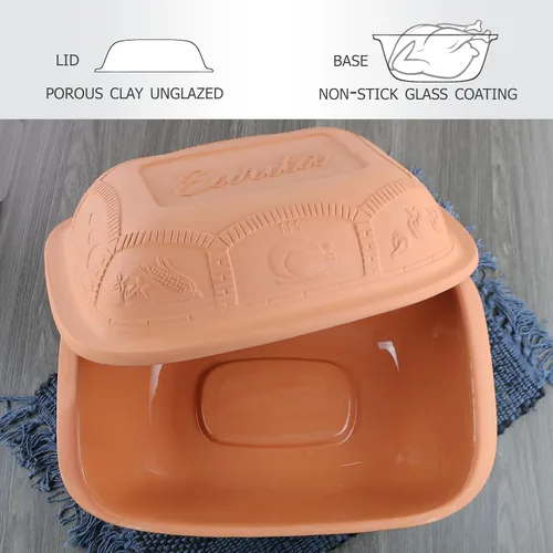 Miniatura 2 de Eurita - Asador de arcilla de 7.2 cuartos de galón, loza antiadherente, sin toxinas, cocina saludable en olla de arcilla, horno holandés de cocina