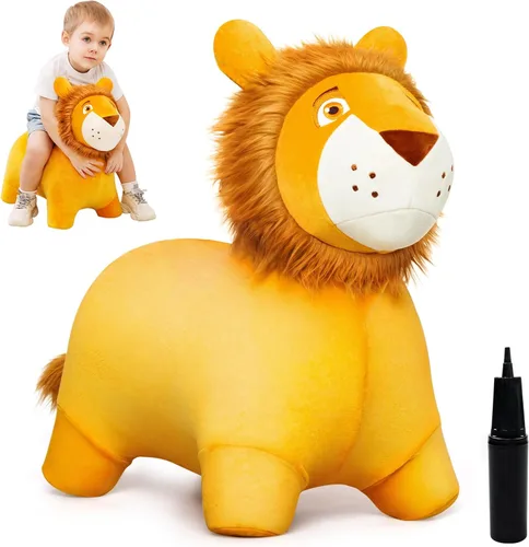 ZOOJOY juguete de león saltarín para niños, caballo de felpa para rebotar para niños pequeños, juguete de caballo saltarín para actividades en