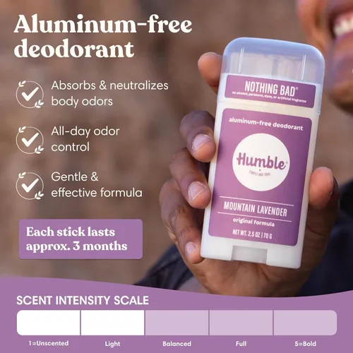 Miniatura 2 de Humble Brands - Desodorante en barra sin aluminio natural para mujeres y hombres, dura todo el día, seguro y certificado libre de crueldad, lavanda