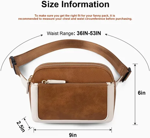Miniatura 4 de Riñoneras para mujer, impermeable, de piel sintética, con correa ajustable de 36 a 55 pulgadas, cintura moderna con 4 compartimentos