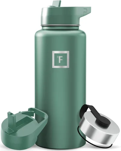 Miniatura 57 de IRON °FLASK Frasco de hidratación para acampar y senderismo con pajilla, botella de agua deportiva de acero inoxidable con aislamiento de boca