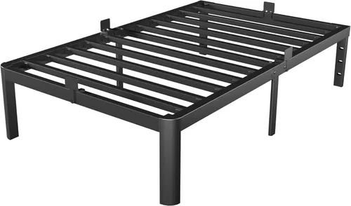 Miniatura 11 de Marco de cama de tamaño completo, no necesita somier, marco de cama de tamaño completo de metal de 14 pulgadas, agujeros para cabecero de bricolaje