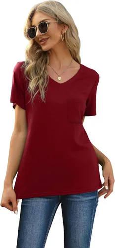 Miniatura 4 de Conjunto de pijama de manga corta para mujer con bolsillos, cuello en V, 2 piezas, tallas S-3XL