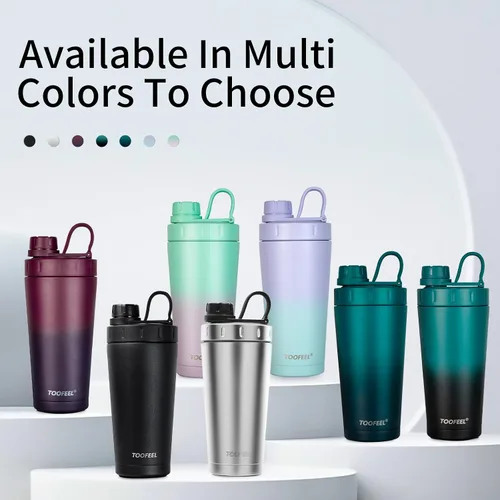 Miniatura 7 de TOOFEEL Botella agitadora de acero inoxidable - Botella agitadora aislada de doble pared de 20 onzas, mantiene frío/calor, para mezclas de proteínas