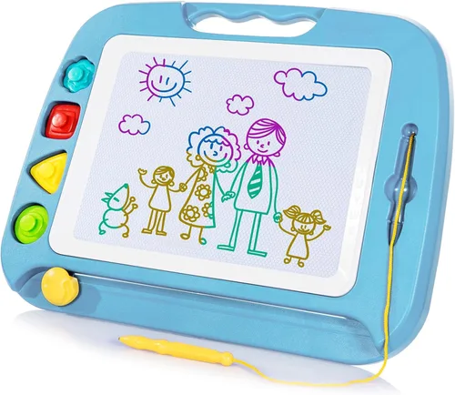 Miniatura 9 de SGILE - Pizarra magnética para dibujar grande, 4 colores, con 4 sellos, para niños pequeños, juguete educativo de aprendizaje, para niños de más