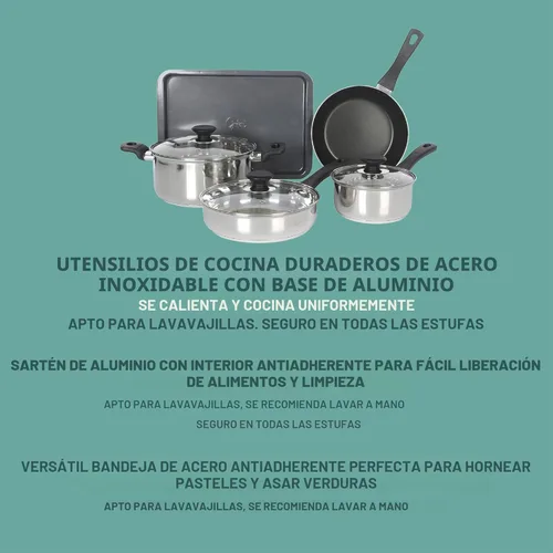Miniatura 7 de Gibson Home Juego de Cocina de 74 Piezas en una Caja: Ollas y Sartenes, Vajilla de Platos y Cuencos, Bloque de Cuchillos y Cubertería, Cubiertos