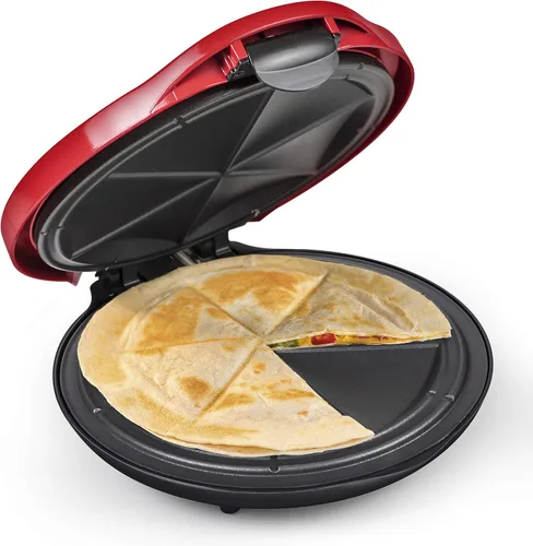 Miniatura 9 de Taco Tuesday Deluxe - Máquina eléctrica para quesadillas de 8 pulgadas con 6 secciones y cierre extra acolchado, color rojo