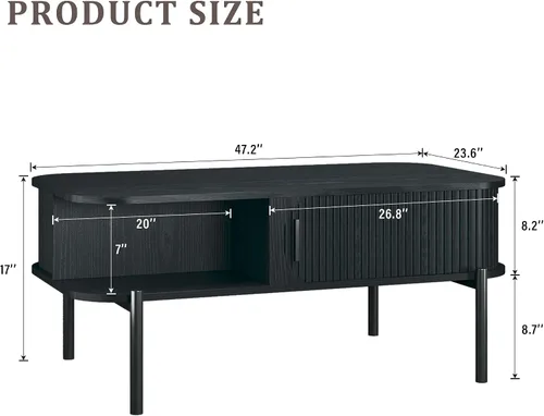 Miniatura 2 de Mesa de café, mesas de café modernas de mediados de siglo de 39.4" para la sala de estar, mesa de café con almacenamiento, estante abierto, mesa