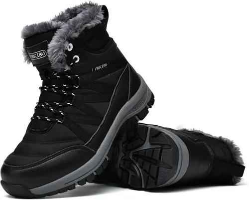 Miniatura 6 de MAIZUN Botas de invierno para mujer, con forro de piel cálida, botas de nieve impermeables de goma antideslizantes