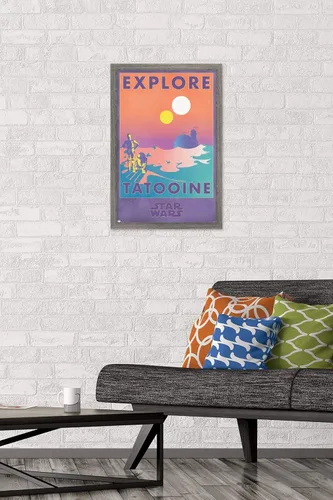 Miniatura 2 de Trends International Star Wars: Tatooine - Póster de pared de Explore Tatooine, 14.725 x 22.375 pulgadas, versión enmarcada de madera de granero
