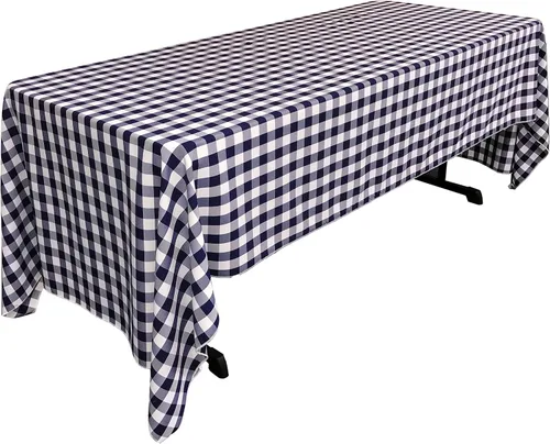 Miniatura 10 de LA Linen Mantel rectangular de poliéster Gingham a cuadros 60 por 84 pulgadas, blanco y verde oscuro