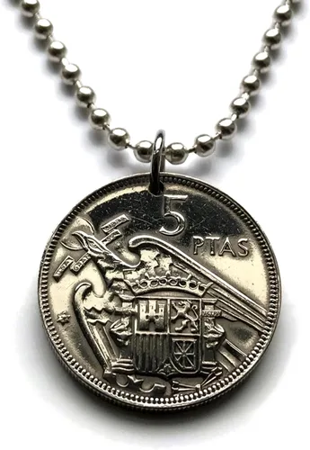 Miniatura 2 de 1957 Spain España 5 Pesetas coin pendant eagle of Saint John escudo Español Madrid Barcelona Murcia Asturias Cataluña Las Palmas Vigo Gijón Ibiza
