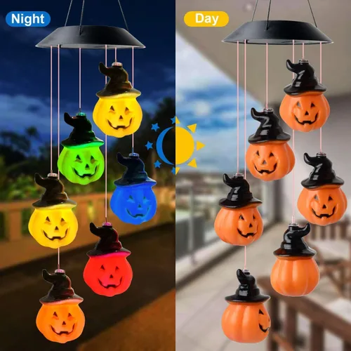 Miniatura 5 de DOUBLEZHE Campanillas de viento solares para exteriores, regalos de luz de calabaza para mamá, abuela, mujeres, esposa, niñas, decoración solar