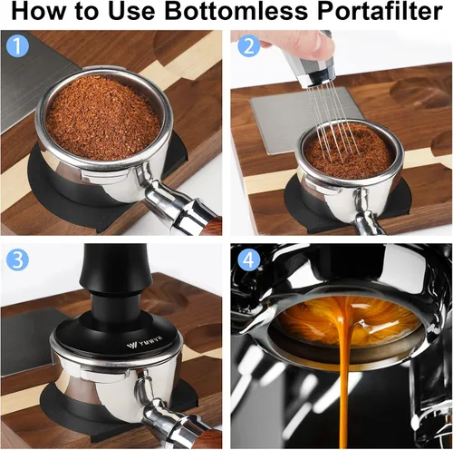 Miniatura 8 de Portafiltro sin fondo de 2 orejas de 2.008 in para De-longhi Stilosa ECP3420/EC155/BCO430/EC260, portafiltro de acero inoxidable 100% con 1 cestas