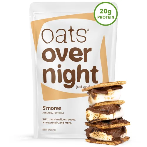 Oats Overnight - S'mores - Batido de desayuno alto en proteínas y bajo en azúcar, sin gluten, alto en fibra, avena sin OMG (2.7 onzas por comida)