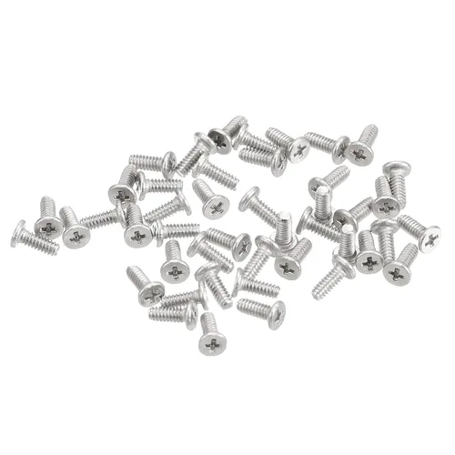 Miniatura 12 de Uxcell M1-0.25 x 2 mm 50 piezas Tornillos de cabeza plana redonda 304 de acero inoxidable Phillips Drive tornillos de máquina para fijación