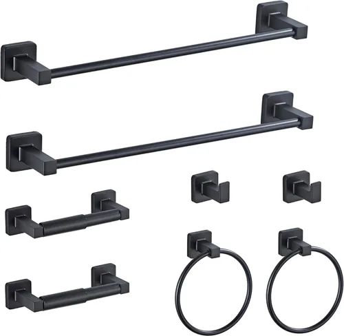 Miniatura 16 de Juego de 4 piezas de accesorios de baño de color dorado cepillado claro, juego de toallero de acero inoxidable montado en la pared, incluye toallero