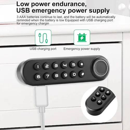 Miniatura 5 de Cerradura biométrica de huellas dactilares para gabinete, cerradura inteligente con contraseña USB, cajón oculto para archivos, armario, seguridad