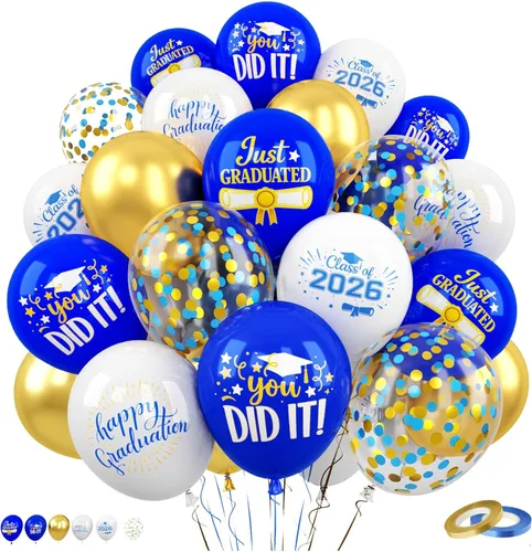 Miniatura 25 de Globos Rojo Blanco Azul, 50 Piezas 12 Pulgadas con Estampado de Estrellas, Globos de Látex Rojo Real Azul Confeti para el 4 de Julio, Día