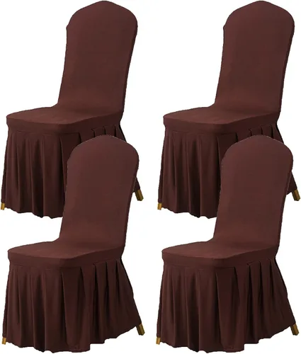 Miniatura 29 de Dimatic Juego de 2 fundas elásticas para sillas de comedor, fundas Parsons con falda, de elastano súper ajuste, funda protectora de asiento para Azul