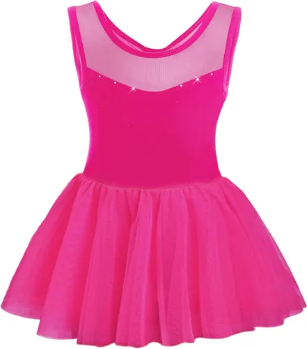 Miniatura 2 de Phineein Leotardos de ballet de manga corta para niñas, leotardos de baile con espalda hueca con falda
