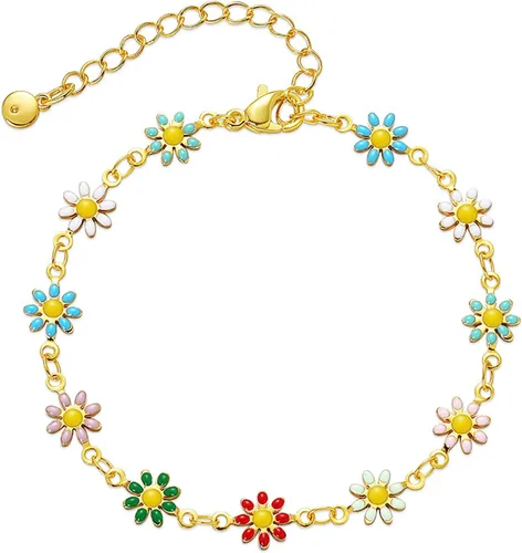 Miniatura 13 de Delicadas pulseras de oro para mujer, chapado en oro 18, ajustable, mal de ojo, mariposa, cuentas, perla, corazón, turquesa, hecha a mano para mujer