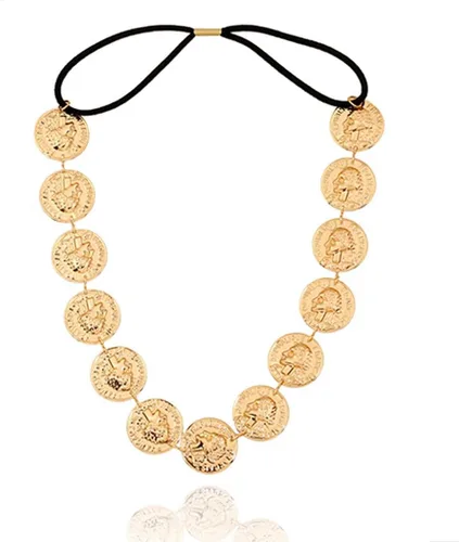 Miniatura 7 de Yalice Cabeza de moneda dorada, diadema elástica, diadema india, accesorios para el cabello de la frente de los años 20 para mujer