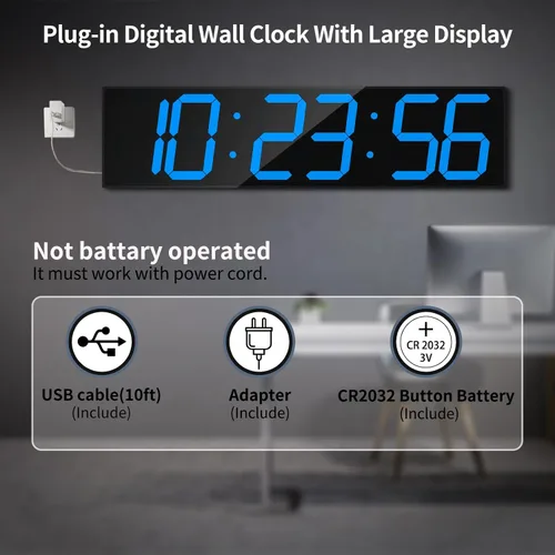 Miniatura 6 de CHKOSDA Reloj de pared digital grande de 28.4 pulgadas, reloj digital automático con alarma, clendar y termperature, sincronización automática