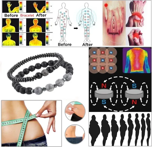 Miniatura 4 de Pulsera magnética curativa – Pulsera de hematita ajustable para drenaje linfático, artritis, alivio de la ansiedad, reducción de hinchazón y pérdida