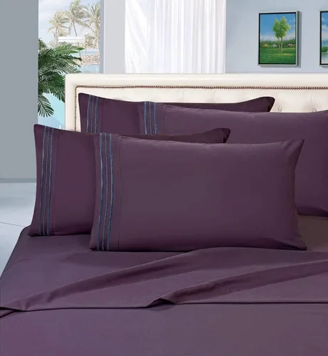 Miniatura 8 de Elegant Comfort Juego de sábanas de 4 piezas de calidad egipcia de 1500 hilos, ultra suave, resistente a las arrugas, la decoloración y las manchas