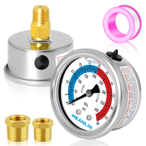 Miniatura 8 de MEANLIN MEASURE Caja de manómetro NPT de 0-60 Psi de 1/4" con dial para seleccionar filtro, 3-2-3% de precisión, montaje inferior, con 1/2" NPT