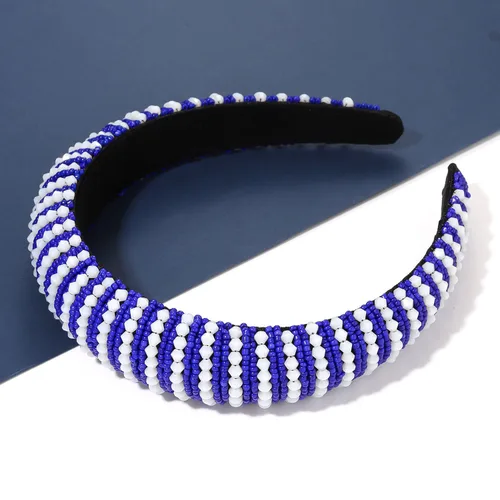Miniatura 2 de NVENF Diademas para el día del partido, diadema de fútbol para mujer, con cuentas de cristal y cuentas azules y blancas, accesorios de fútbol