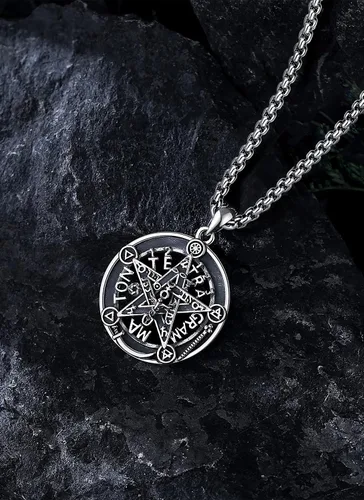 Miniatura 37 de CELESTIA Colgante de plata de ley 925, anillos de tetragrammaton, collar masónico, joyería de pentagrama para mujeres y hombres