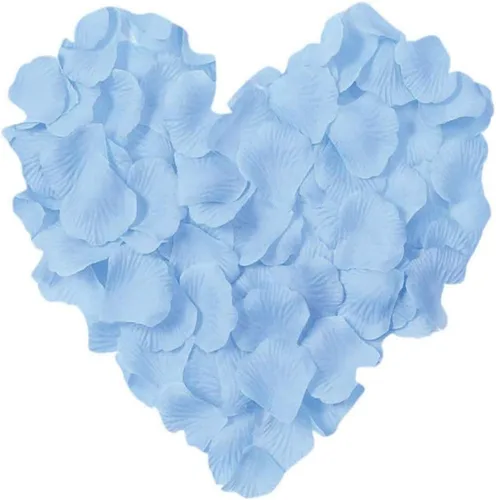 LZXD 1000 piezas de pétalos de rosa de seda artificial azul claro, decoración de flores para bodas y fiestas, color azul claro