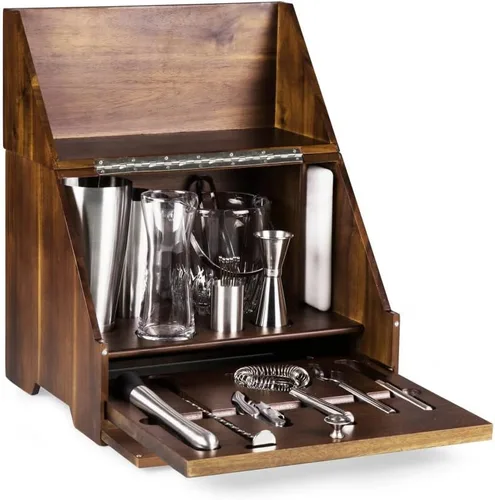Miniatura 5 de PICNIC TIME NFL Madison Acacia - Juego de herramientas de barra de mesa, kit de camarero con soporte, juego de accesorios de bar