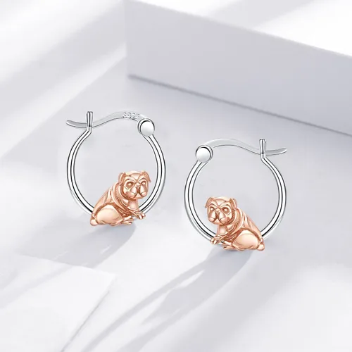 Miniatura 3 de Aretes de aro de plata de ley 925 para niñas, para orejas sensibles, joyería de perro, regalos para hija