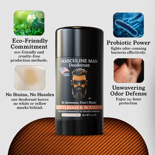 Miniatura 7 de Desodorante para hombres - Desodorante para hombre sin aluminio, desodorantes naturales, protección contra el sudor para axilas, desodorantes sin