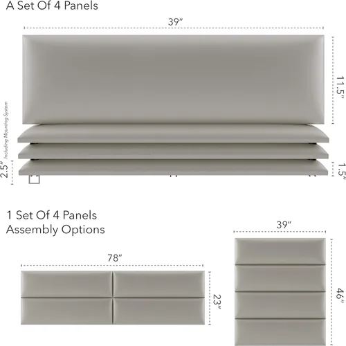 Miniatura 129 de Vant - Paneles tapizados para pared - Cabeceros montados en la pared tamaño King/Cal King - Cuero vintage blanco tórtola - Twin/King - Juego de 4
