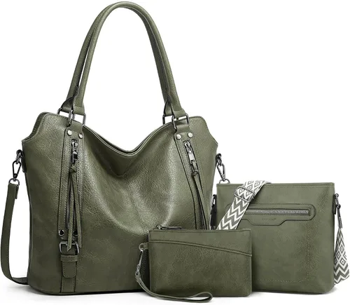 Miniatura 11 de TANTOMI Bolsos de mano para mujer, bolso cruzado grande de cuero, bolso de hombro con cartera correas ajustables Marrón