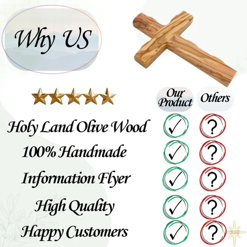 Miniatura 5 de Cruz de pared, cruces de madera de Belén, Tierra Santa. Crucifijo de madera de olivo. Decoración colgante para el hogar. Regalo religioso