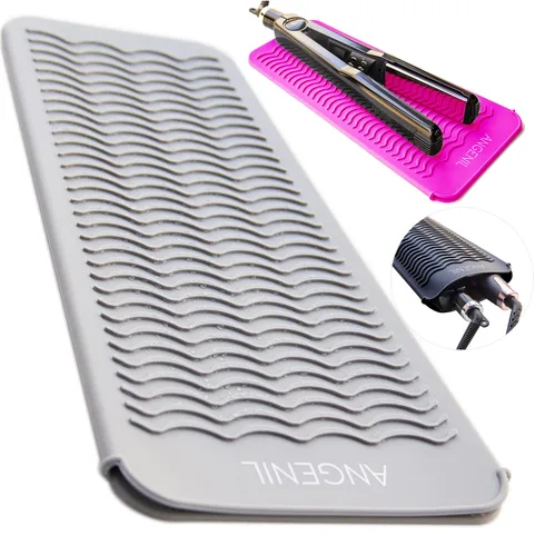 ANGENIL - Alfombrilla profesional de silicona resistente al calor para alisador de pelo, rizador y plancha plana, alfombrilla de viaje portátil y