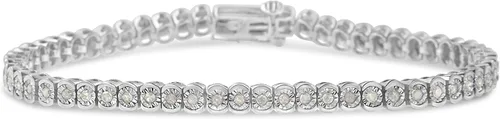Original Classics . Pulsera de tenis de plata de ley 925 de 1.0 quilates con círculo de corte milagroso de diamantes de 7 pulgadas (color I-J,