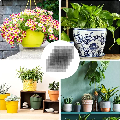 Miniatura 7 de Mozeat Lens 5pcs negro rectangular 11.8* 7.8 pulgadas malla maceta agujero malla almohadilla de malla para plantas de interior y exterior